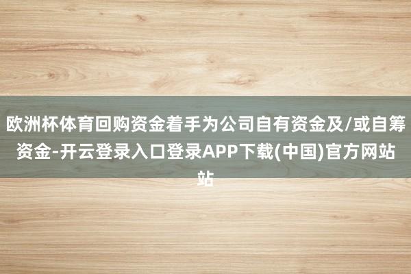 欧洲杯体育回购资金着手为公司自有资金及/或自筹资金-开云登录入口登录APP下载(中国)官方网站