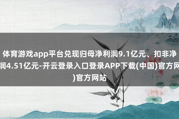体育游戏app平台兑现归母净利润9.1亿元、扣非净利润4.5