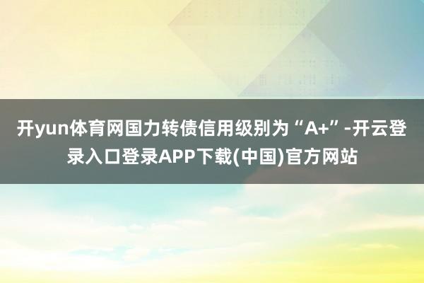 开yun体育网国力转债信用级别为“A+”-开云登录入口登录A