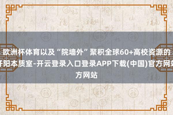 欧洲杯体育以及“院墙外”聚积全球60+高校资源的开阳本质室-